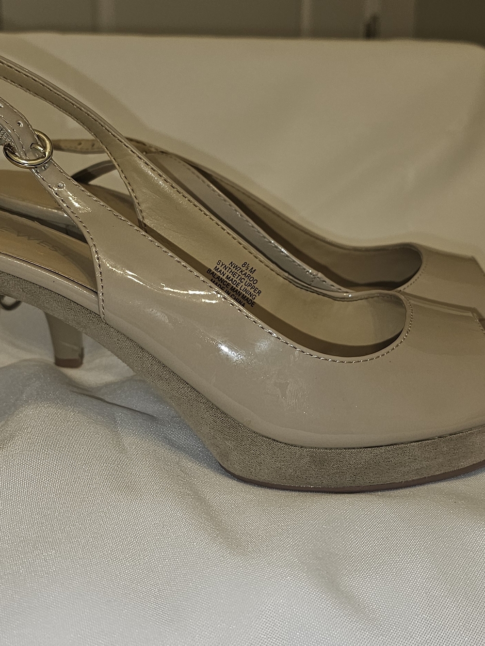 Nine West Nude Patent Slingback Platform Pumps